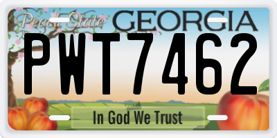GA license plate PWT7462
