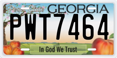GA license plate PWT7464