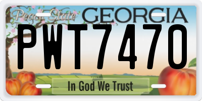 GA license plate PWT7470