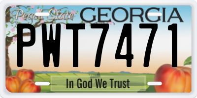 GA license plate PWT7471