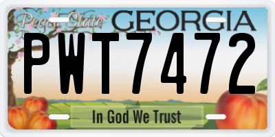 GA license plate PWT7472