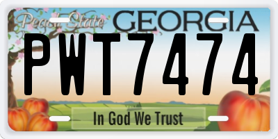 GA license plate PWT7474