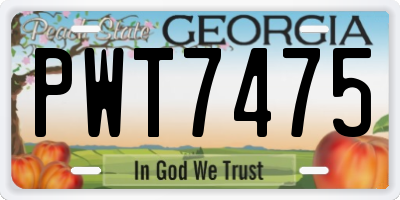 GA license plate PWT7475