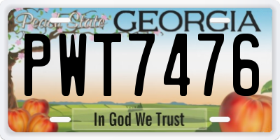 GA license plate PWT7476