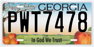 GA license plate PWT7478