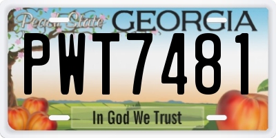 GA license plate PWT7481