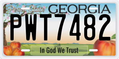 GA license plate PWT7482