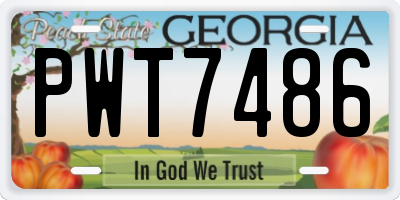 GA license plate PWT7486