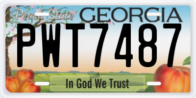 GA license plate PWT7487
