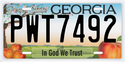 GA license plate PWT7492