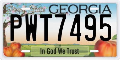 GA license plate PWT7495