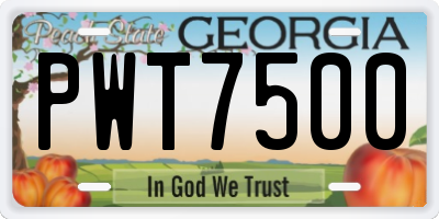 GA license plate PWT7500