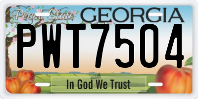 GA license plate PWT7504