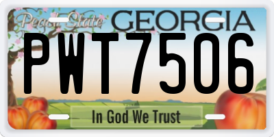 GA license plate PWT7506