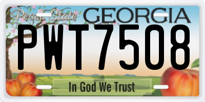 GA license plate PWT7508