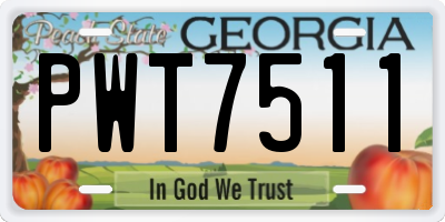 GA license plate PWT7511
