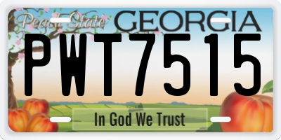 GA license plate PWT7515