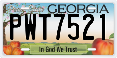 GA license plate PWT7521