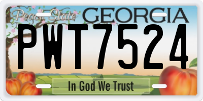 GA license plate PWT7524