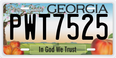 GA license plate PWT7525