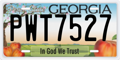 GA license plate PWT7527