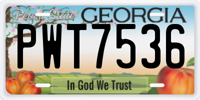 GA license plate PWT7536