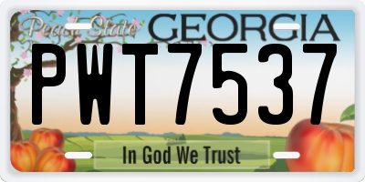GA license plate PWT7537