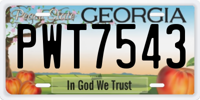 GA license plate PWT7543