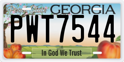 GA license plate PWT7544