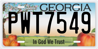 GA license plate PWT7549
