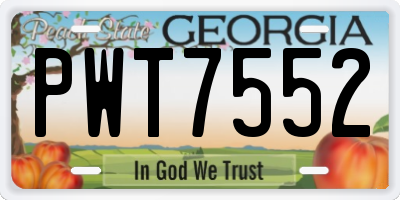 GA license plate PWT7552