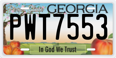 GA license plate PWT7553