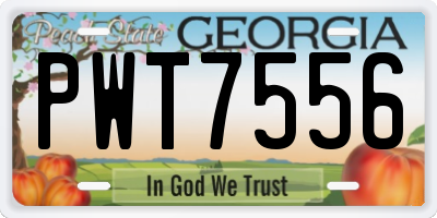 GA license plate PWT7556