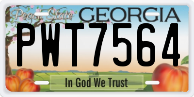 GA license plate PWT7564