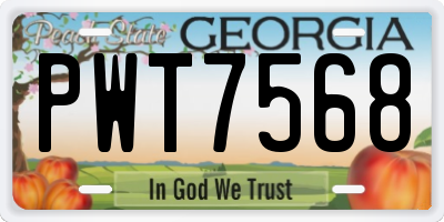 GA license plate PWT7568