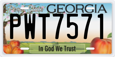 GA license plate PWT7571
