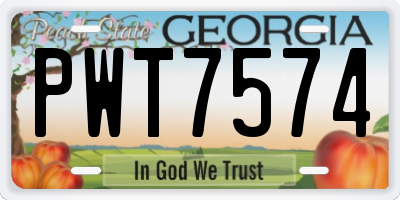 GA license plate PWT7574