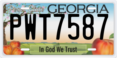 GA license plate PWT7587