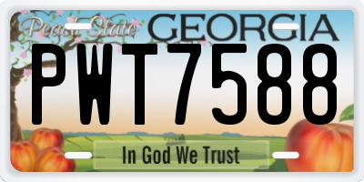 GA license plate PWT7588