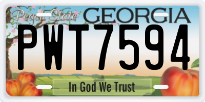 GA license plate PWT7594
