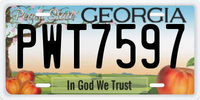 GA license plate PWT7597