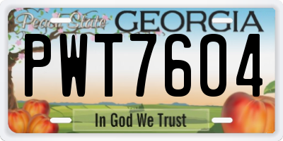 GA license plate PWT7604