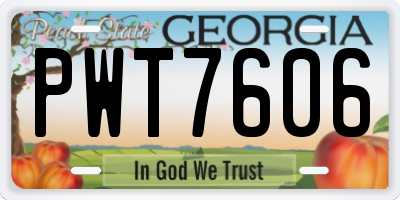 GA license plate PWT7606