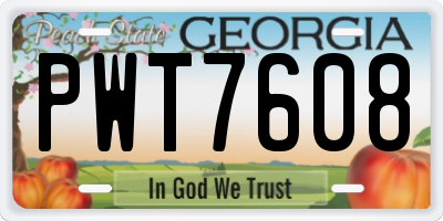 GA license plate PWT7608