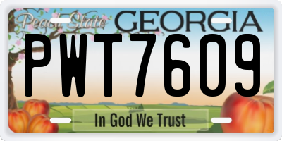 GA license plate PWT7609