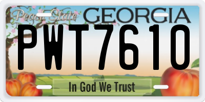 GA license plate PWT7610