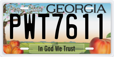 GA license plate PWT7611
