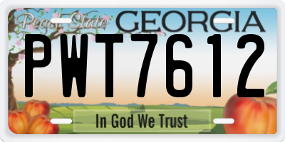 GA license plate PWT7612