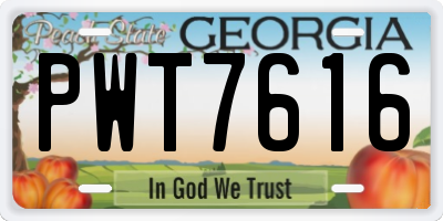 GA license plate PWT7616