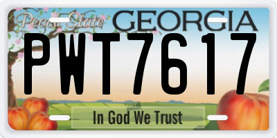 GA license plate PWT7617